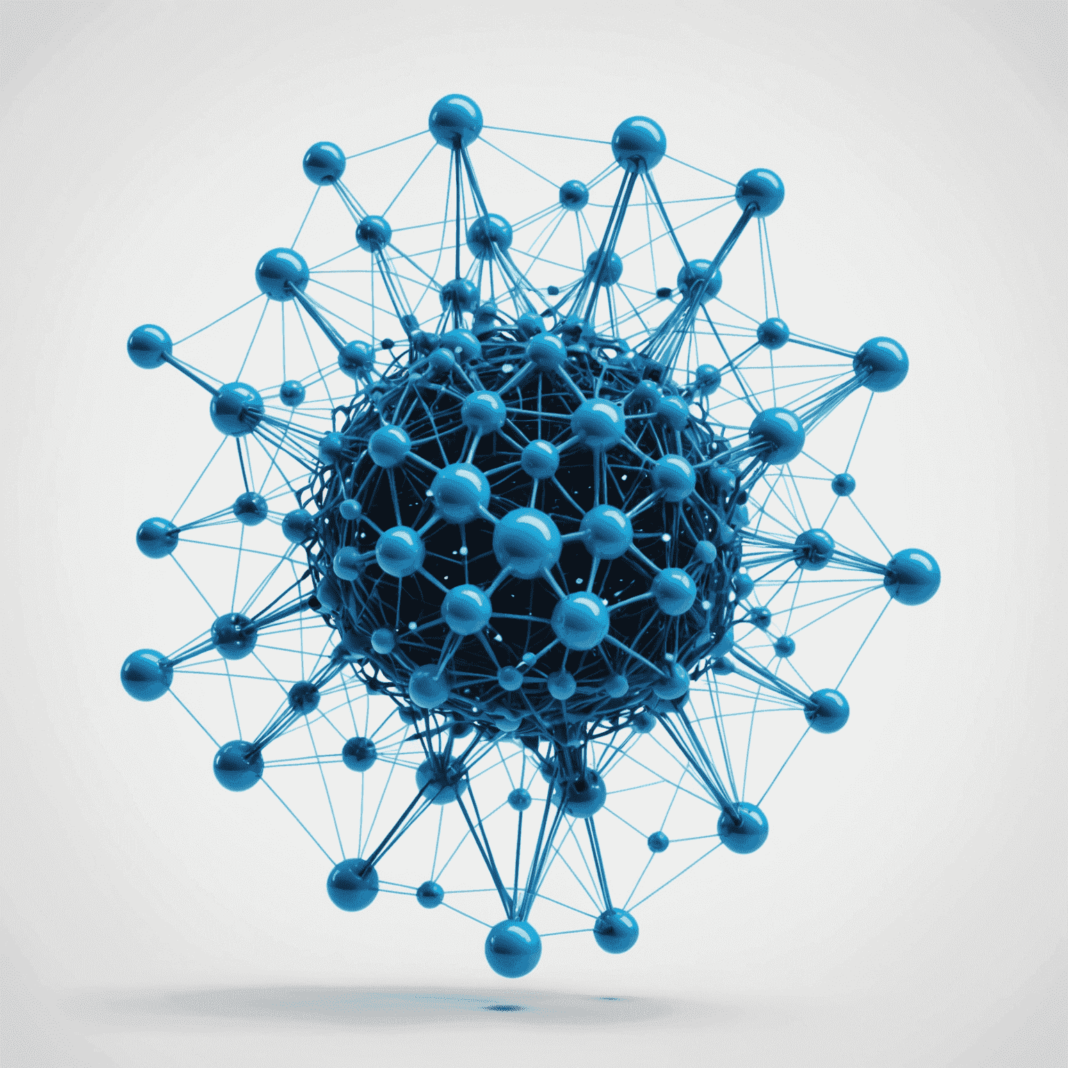 Rappresentazione astratta di una rete neurale con nodi blu elettrico su sfondo bianco, simboleggiante l'applicazione del machine learning nelle PMI italiane